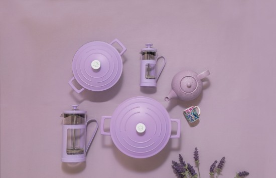 Cacerola con tapa, 20cm/2.5L, aluminio, Lavanda, "MasterClass" - Kitchen Craft