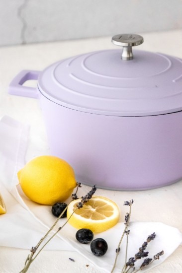Cacerola con tapa, 20cm/2.5L, aluminio, Lavanda, "MasterClass" - Kitchen Craft