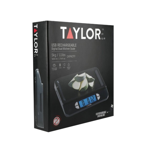 Bilancia da cucina ricaricabile, 5 kg - Taylor Pro