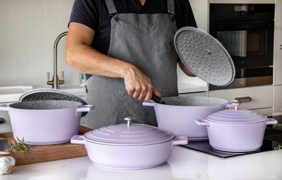 Cacerola con tapa, 20cm/2.5L, aluminio, Lavanda, "MasterClass" - Kitchen Craft