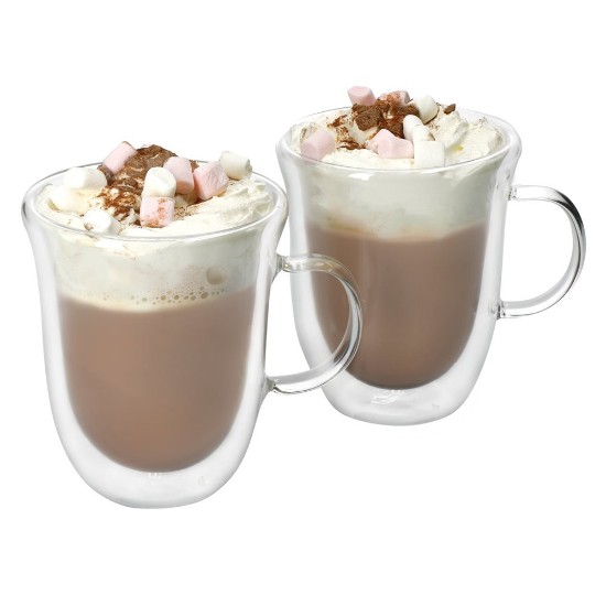 Lot de 2 mugs pour chocolat chaud, verre résistant à la chaleur, 350 ml - Marque La Cafetière