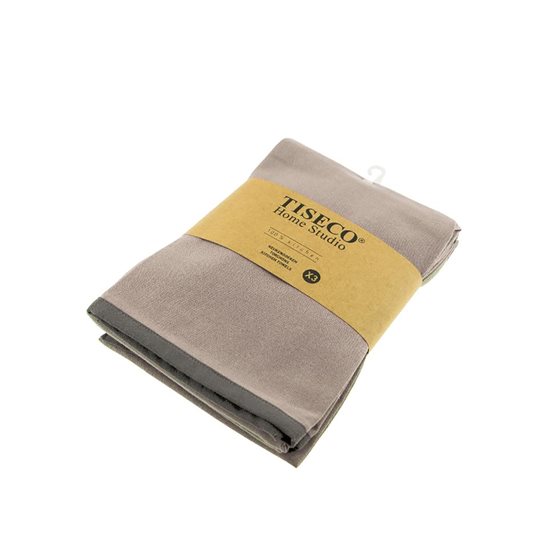 3-piece kitchen towel set, cotton, 50x70 cm, Taupe - Tiseco