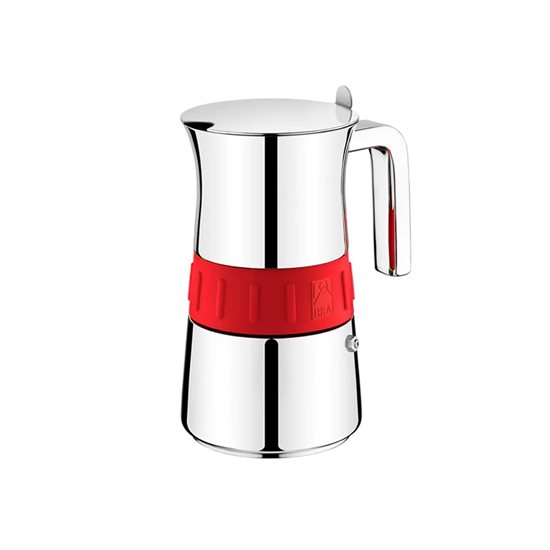 Kávovar, nerezová ocel, 300 ml, "Elegance", červená – BRA