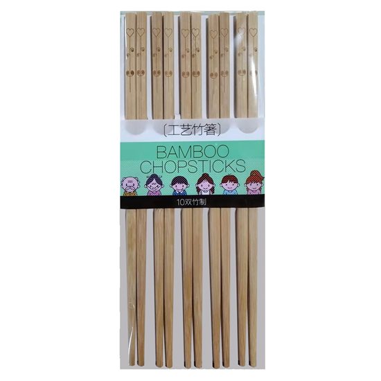Sraith de chopsticks Sínis, 10 péirí, bambú - Yesjoy