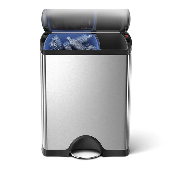 Trash can with pedal, stainless steel, 46L - simplehuman