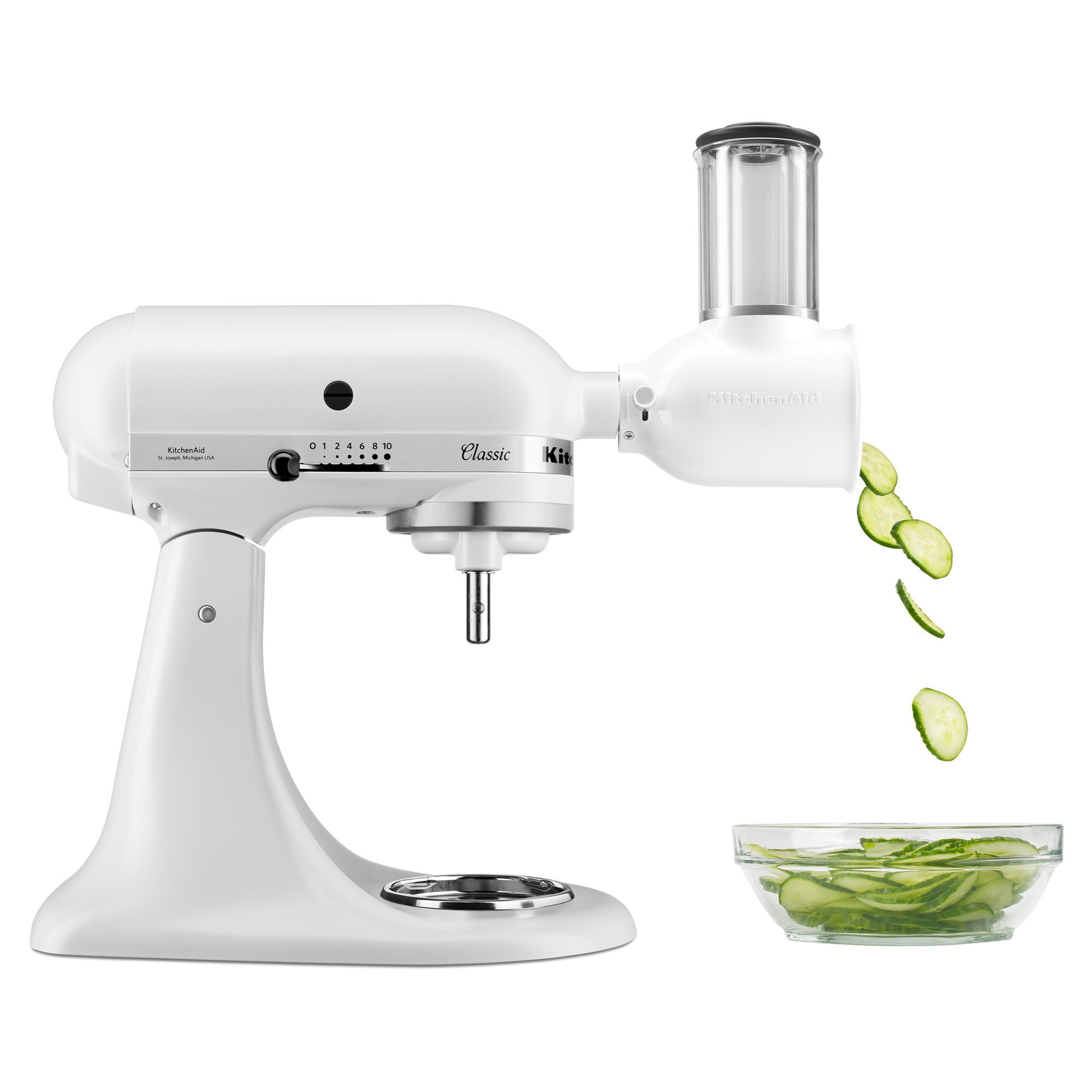 Stand mixer bowl, slicer accessory, Classic, Matte White KitchenAid | KitchenShop