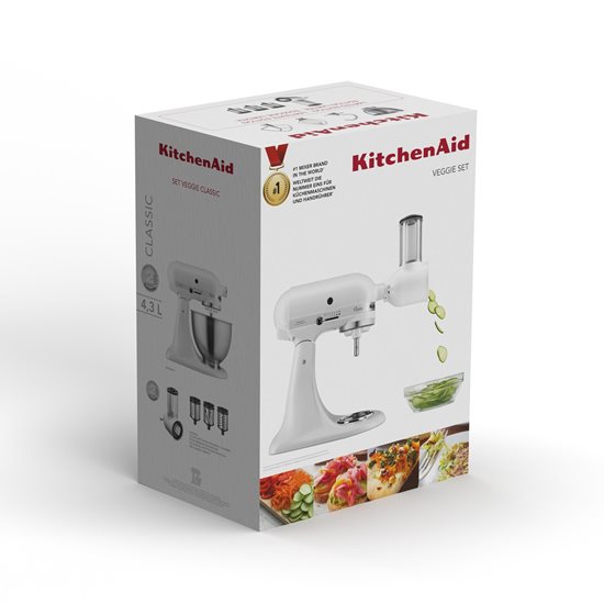 Keukenmixer met kom, 4,3L, met snijaccessoire, Classic, Matte White - KitchenAid