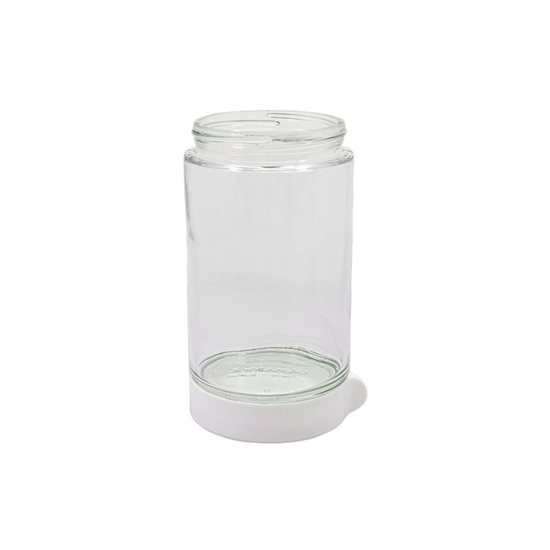 Rund matförvaringsbehållare, 600 ml, tillverkad av glas, Vit - Glasslock