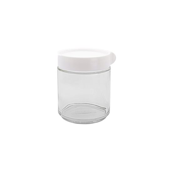 Rund matförvaringsbehållare, 400 ml, tillverkad av glas, Vit - Glasslock