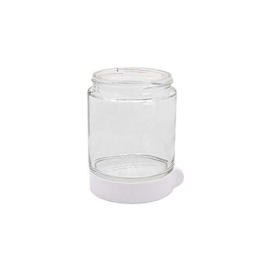 Round food storage container, 400 ml, made from glass, White - Glasslock