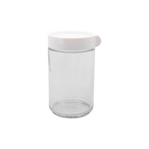 Round food storage container, 600 ml, made from glass, White - Glasslock 