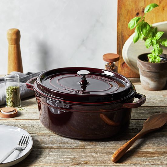 Oval Cocotte cooking pot, cast iron, 31cm/5.5L, Grenadine - Staub 