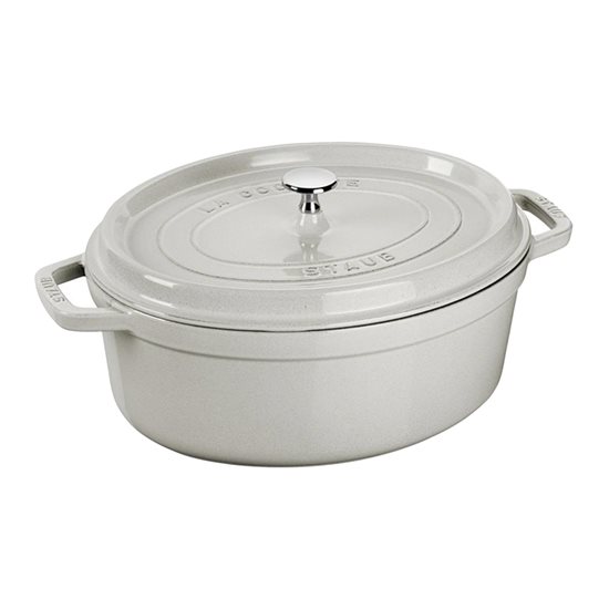 Oválny hrniec Cocotte, liatina, 31 cm/5,5 l, biela hľuzovka - Staub