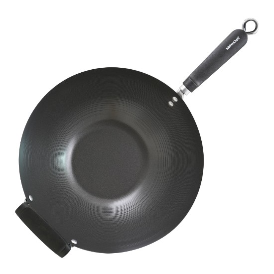 Panela wok, 35,5 cm, aço carbono - feita por Kitchen Craft