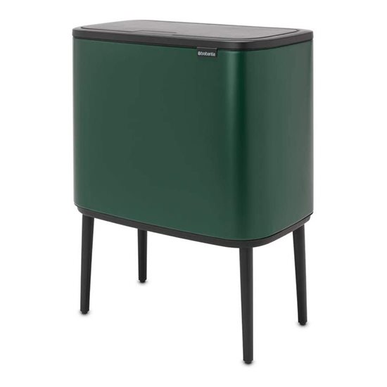 Bruscair dramhaíola "Bo Touch", cruach dhosmálta, 11+23 L, Pine Green - Brabantia