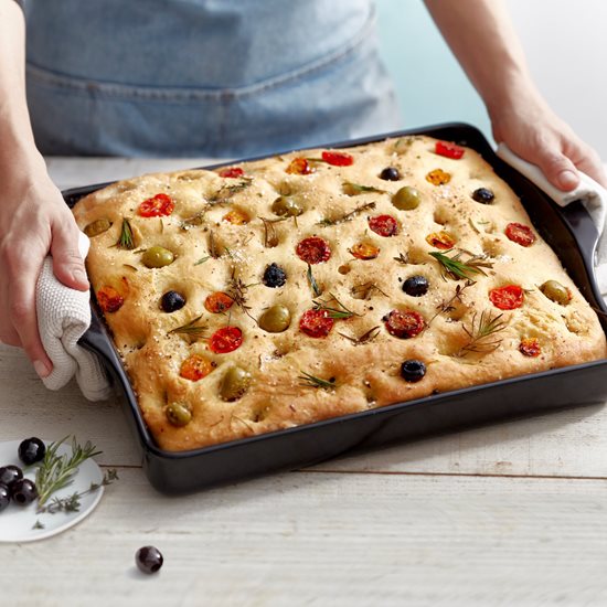 Foccacia baking pan, ċeramika, 40x31.5cm, Charcoal - Emile Henry