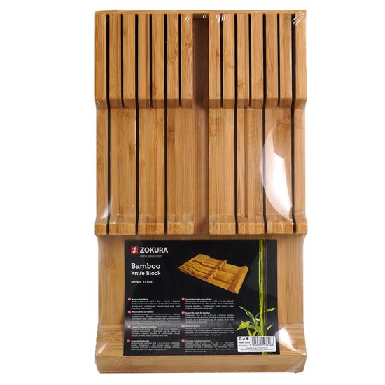 Uchwyt do przechowywania noży, wykonany z bambusa, 42,5 × 24,5 cm - Zokura