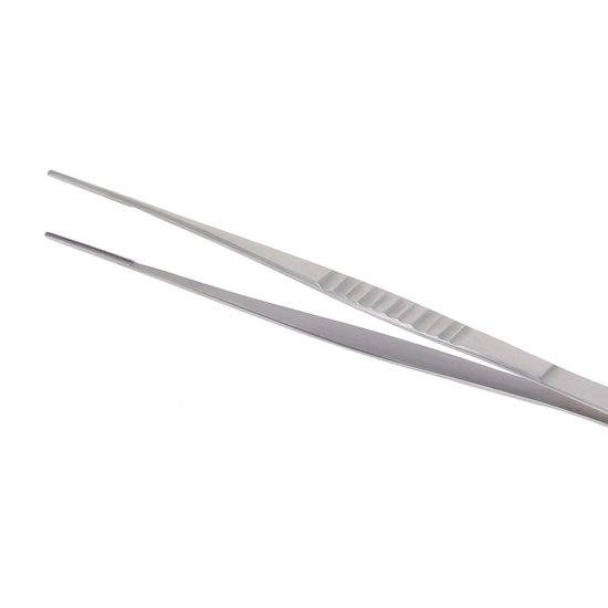 Straight precision tweezers, stainless steel, 16 cm - de Buyer