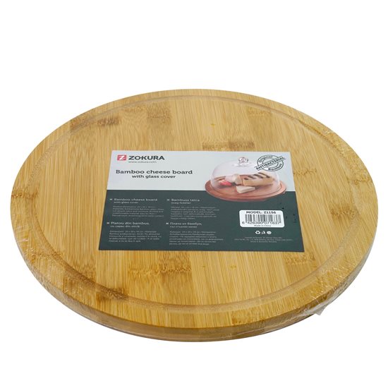 Cheese platter, 29 cm, glass cover - Zokura