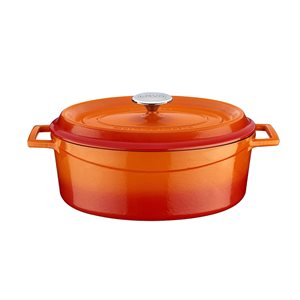 Oval saucepan, cast iron, 29 cm "Trendy", orange - LAVA