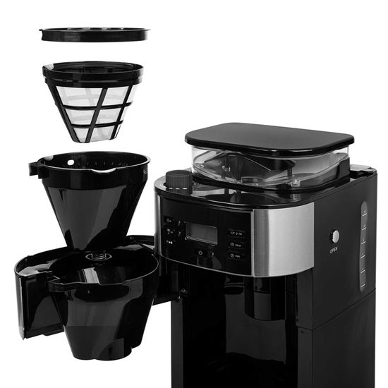 Kahve öğütücülü kahve makinesi, 1050 W, 1,5 L, Roma, Siyah - Prenses