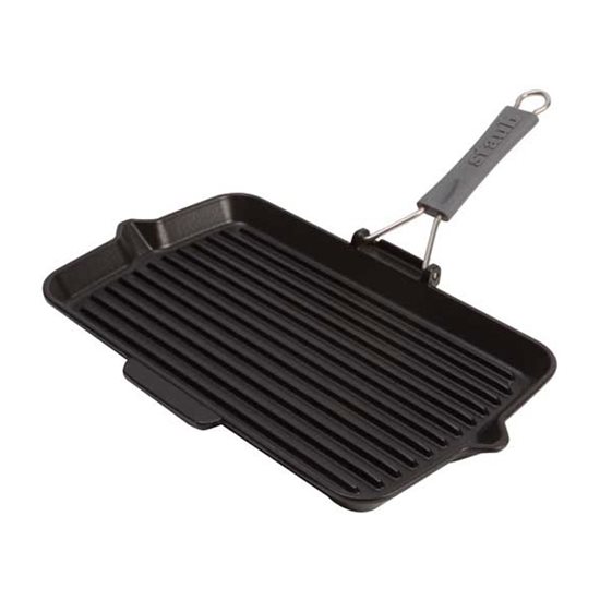 Rectangular grill pan, cast iron, 34x21 cm, Black - Staub
