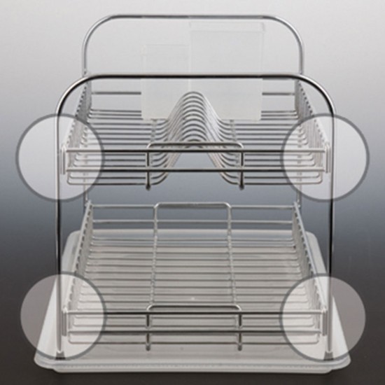 Égouttoir à vaisselle à étages avec porte-couverts, acier, 47 × 32 × 31 cm - Tekno-tel
