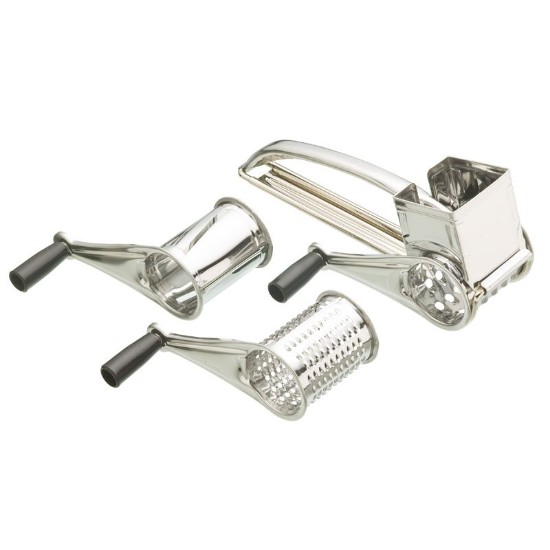 Multipurpose rotary grater set with 3 drums, stainless steel - Kitchen Craft
