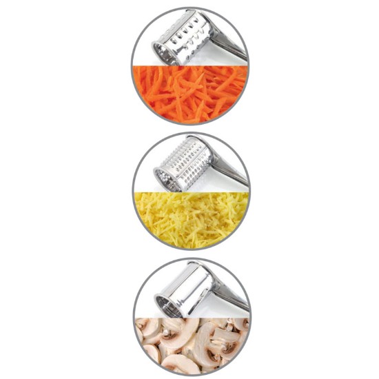 Multipurpose rotary grater set with 3 drums, stainless steel - Kitchen Craft