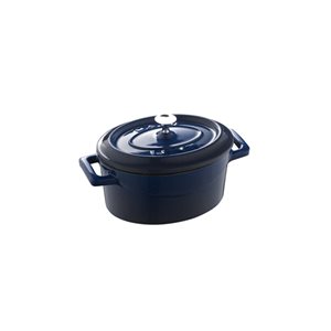 Oval mini-saucepan, cast iron, 12cm/0.36L, "Trendy", Blue - LAVA