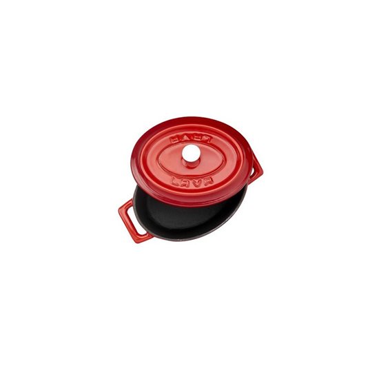Ovális mini serpenyő, öntöttvas, 12cm/0,36L, "trendi", piros - LAVA márka