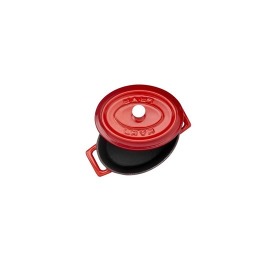 Ovaler Mini-Kochtopf, Gusseisen, 12 cm/0,36 L, "Trendy", Rot - Marke LAVA