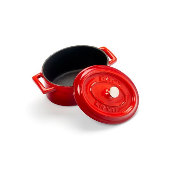 Oval mini-gryde, støbejern, 12cm/0,36L, "Trendy", Rød - LAVA mærke