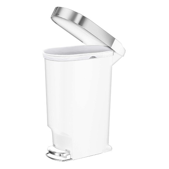 ''Slim'' trash can, with pedal, 40 L, plastic, White - simplehuman