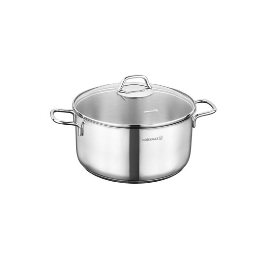 Stainless steel saucepan, with lid, 14cm/1L, "Perla" - Korkmaz