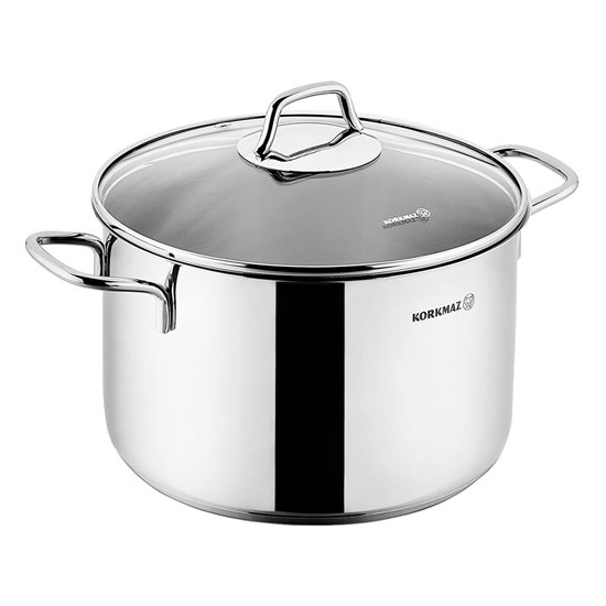 Stainless steel saucepan, with lid, 24cm/7.8L, "Perla" - Korkmaz