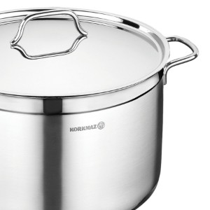 Panela em inox, com tampa, 30cm/14L, "Alfa" - Korkmaz