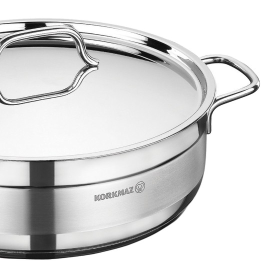 Sauteuse avec couvercle, inox, 30cm/7L, "Alfa" - Korkmaz