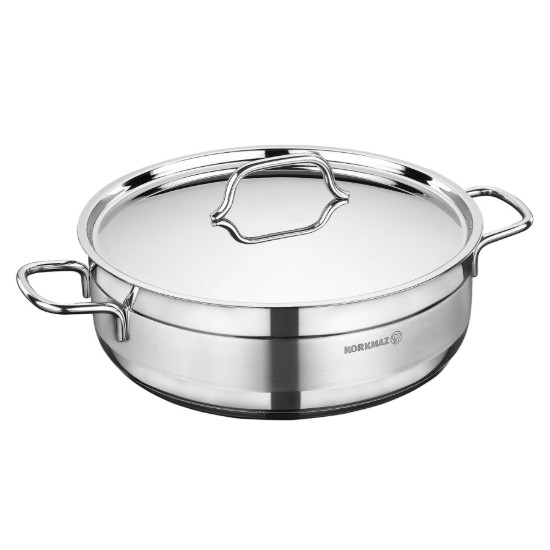 Sauteerpan met deksel, roestvrij staal, 30cm/7L, "Alfa" - Korkmaz