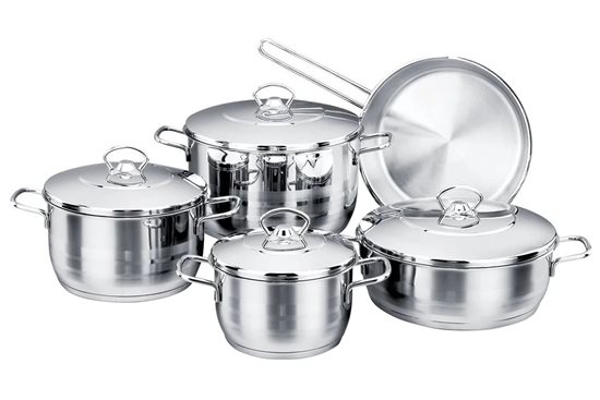 9-piece cookware set, stainless steel, "Astra" - Korkmaz