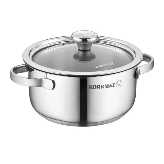 Stainless steel saucepan, with lid, 14cm/1L, "Minika" - Korkmaz