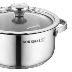 Kjele i rustfritt stål, med lokk, 14cm/1L, "Minika" - Korkmaz