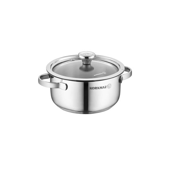 Stainless steel saucepan, with lid, 14cm/1L, "Minika" - Korkmaz