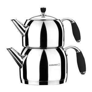 Set of 2 teapots, stainless steel, "Flora" - Korkmaz
