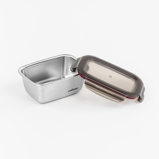 Rectangular food storage container, stainless steel, 500 ml, "Flora" - Cuitisan
