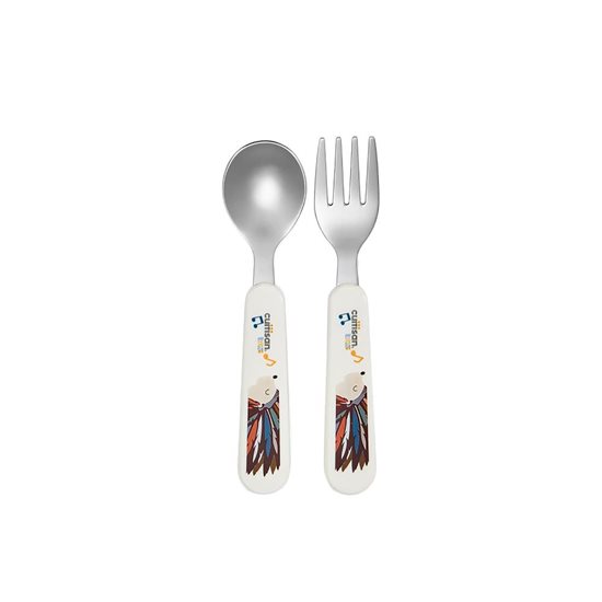 Set of 2 children's cutlery, stainless steel, "Infant", Pink - Cuitisan