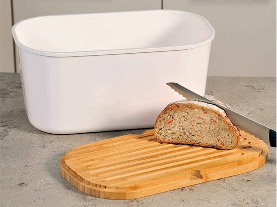 Boîte à pain avec planche à découper, 37 x 21,5 cm, mélamine, Blanc - Kesper