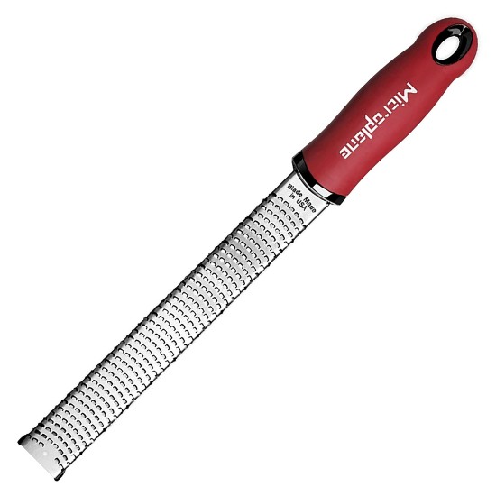 Grater, surgical stainless steel, 30.5 x 3.3 cm, "Pomegranate Red" - Microplane