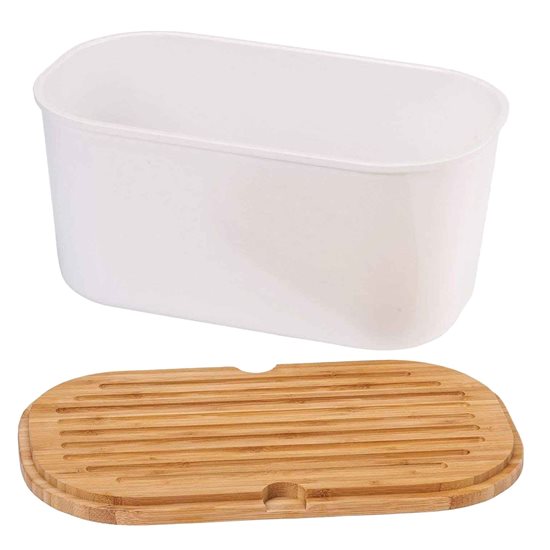 Škatla za kruh z desko za rezanje, 37 x 21,5 cm, melamin, bela - Kesper
