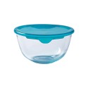 Pyrex 180P000 Ciotola Di Vetro Ad Alta Resistenza Con Coperchio, Trasparente/Blu, 2 L-image